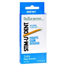 Natural Dentist Stim-u-dent Thin Plaque Removers Mint - Case Of 6 - 4 Packs